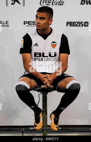 Andreas Hugo Hoelgebaum Pereira  during  presentation of the new summer signings of valencia cf next to the valencia's fans at Mestalla  Stadium on  September  6, 2017. Stock Photo