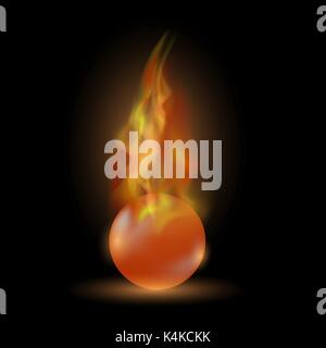 Burning Red Sphere. Ball on Fire Flame Stock Vector