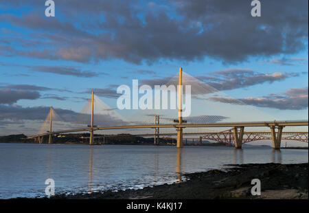 dh Queensferry Crossing FORTH BRIDGE LOTHIAN Three River Forth Bridges Queensferry crossing sunset stayed cable stay scotland