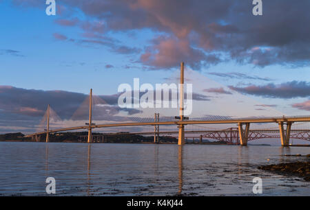 dh Queensferry Crossing FORTH BRIDGE FORTH BRIDGE Three River Forth Bridges Queensferry crossing sunset stayed cable scotland