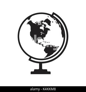 Globe icon vector with America map. Flat icon isolated on the white background. Vector illustration. Stock Vector