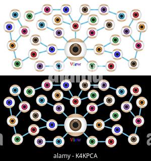 View in the social network, spread of View, net of View, colorful version Stock Vector