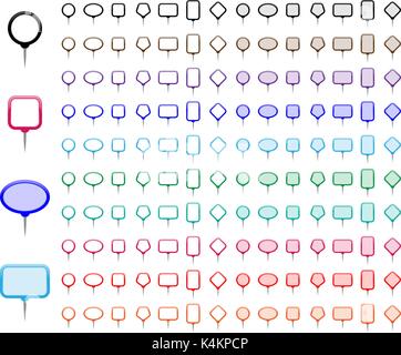 Marker blanks, mark for maps, for web or for another application. Inside of the marker you can place numbers, letters, signs, labels, illustration Stock Vector