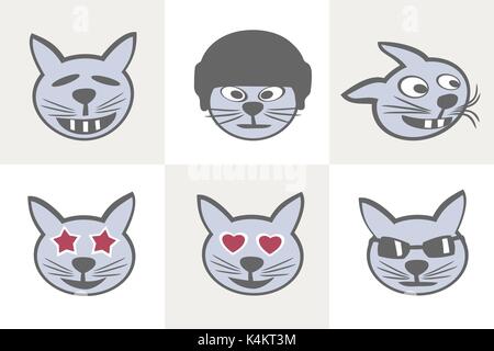 Different cat Grimaces Stock Vector
