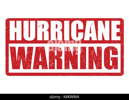 Hurricane warning grunge rubber stamp on white background, vector illustration Stock Vector