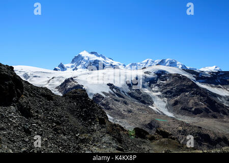 View of the mountain Liskamm part of the Mount Rosa massif. Zermatt Canton of Valais Pennine Alps Switzerland Stock Photo
