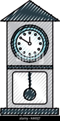 vintage clock pendulum decoration office element Stock Vector