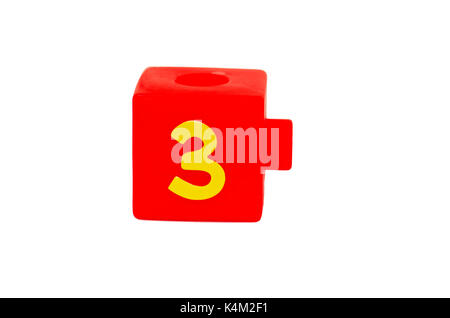 Red cube toy isolated on white Stock Photo