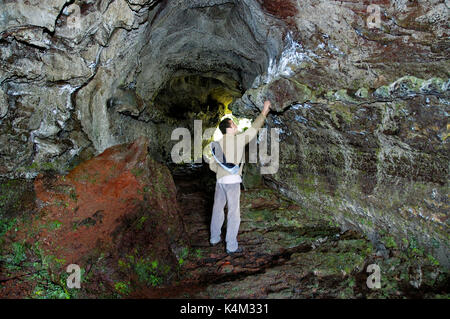 The Furna de Frei Matias, a volcanic corridor of lava. Pico, Azores islands. Portugal (MR) Stock Photo