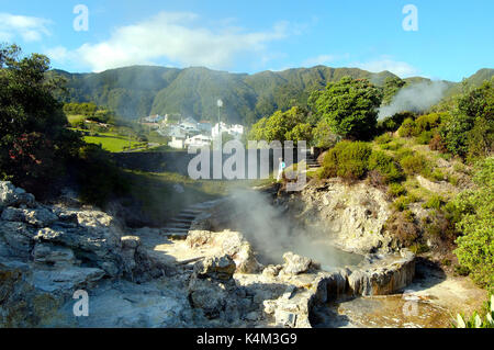 Volcanic formations at Furnas, São Miguel island. Azores, Portugal Stock Photo