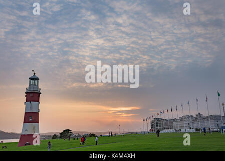 Plymouth Hoe at Sunset. Stock Photo