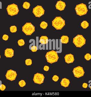 Vector pixel coins pattern Stock Vector