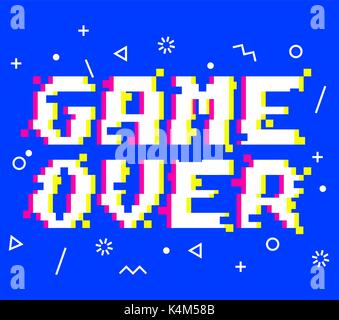 Vector game over pixel glitch Stock Vector