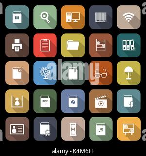 Library flat icons with long shadow, stock vector Stock Vector