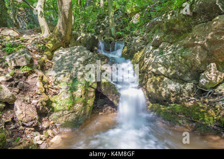 Slovakia - The waterfall in Zadielska valley in national park Slovensky Kras. Stock Photo