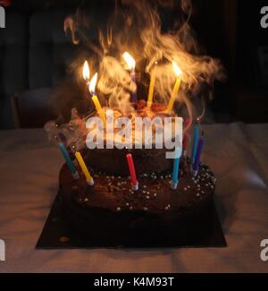 Birthday candles being blown out Stock Photo