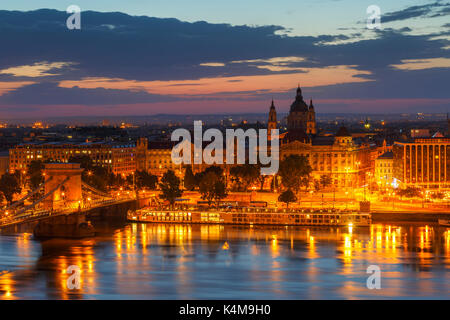 Morning view of city centre of Budapest over the river Danube, Hungary. Stock Photo