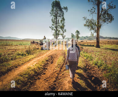 Shan State, Myanmar Dec. 26, 2013. Real life candid photos of locals living in rural Shan State, Myanmar, Burma. Stock Photo