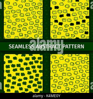 Abstract green and yellow seamless patterns set Stock Vector