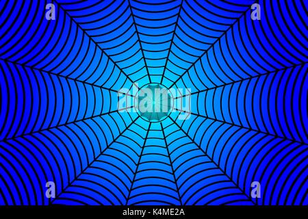 Black spider web on blue background - vector pattern Stock Vector