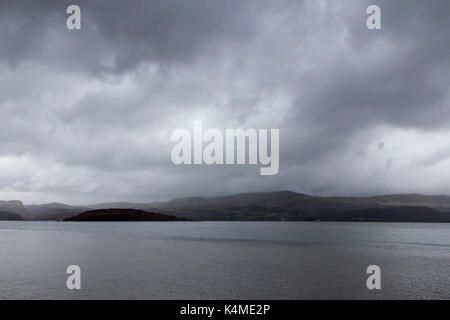 North Wales seascapes with hills and ominous grey skies Stock Photo