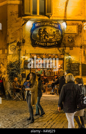 street scene in front of antico caffe del moro at night Stock Photo