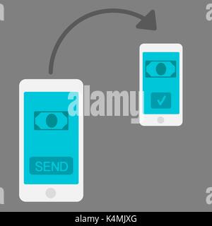Mobile money transfer flat design style vector Stock Vector