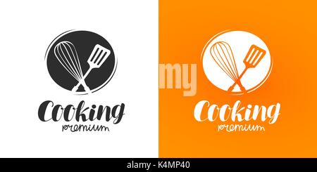 Cooking logo or label. Cuisine, cookery icon. Vector illustration Stock Vector