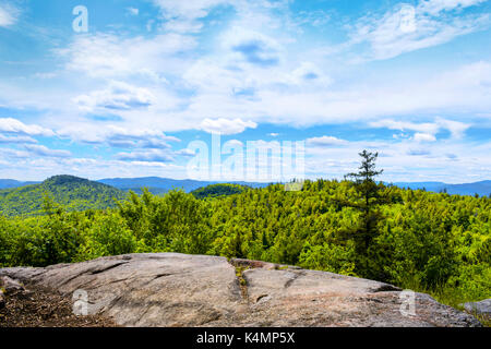 New York Adirondack mountains scenic view of forest from the summit of Thomas Mountain in Bolton, Lake George area Warren County New York, USA. Stock Photo