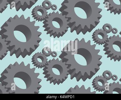 Seamless pattern cogwheel in 3D, vector Stock Vector