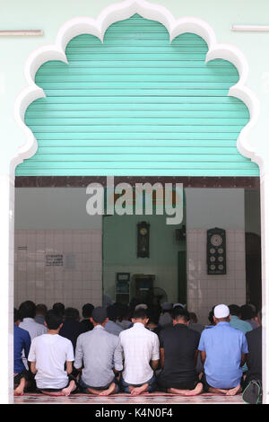 Muslims praying, Masjid Musulman (Saigon Central Mosque), Salat, Ho Chi Minh City, Vietnam, Indochina, Southeast Asia, Asia Stock Photo