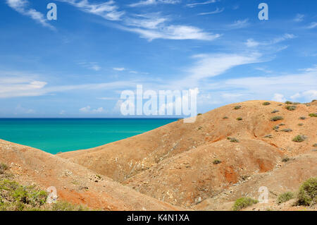 Colombia, wild coastal desert of Penisula la Guajira near  the Cabo de la Vela resort. The picture present beautiful Caribbean coast with turquoise Stock Photo