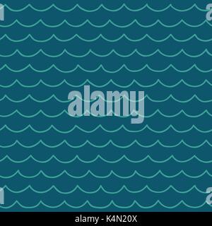 Cute seamless cartoon sea pattern, childlike drawing Stock Vector