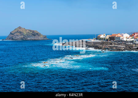 Garachico village viewed from the Mirador del Emigrante, Tenerife, Canary Islands, Spain, Atlantic, Europe Stock Photo