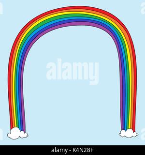 Cute, childish rainbow doodle with space for you message. Suitable for kids event poster or invitation. Stock Vector