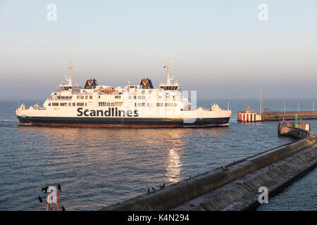 Scandlines ferry Aurora entering the harbour in Helsingborg, Sweden. Stock Photo