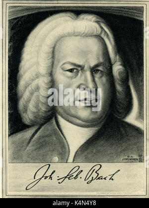 Johann Sebastian Bach- portrait. German composer & organist,  1685-1750. Stock Photo