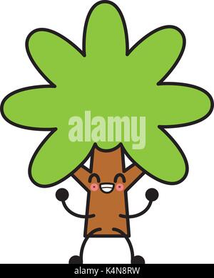 Tree nature symbol cute kawaii cartoon Stock Vector