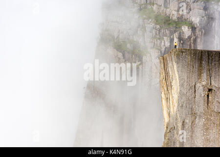 Misty morning on Preikestolen Stock Photo