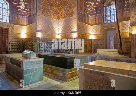 Tomb of Tamerlane in the Gur-e-Amir / Gūr-i Amīr / Guri Amir, mausoleum of Asian conqueror Timur / Tamerlane in Samarkand, Uzbekistan Stock Photo