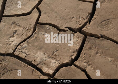 Dry and cracked clay Stock Photo