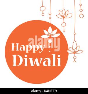 Vector illustration or greeting card for Diwali festival with Diwali elements. Stock Vector
