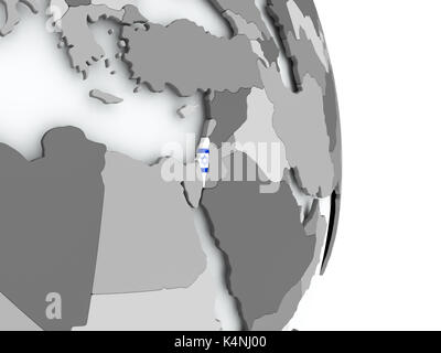 Israel on political globe with embedded flag. 3D illustration. Stock Photo