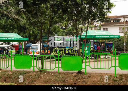 Bus stop with bus, bus shelter and passengers, Nairobi, Kenya Stock ...