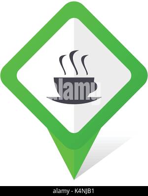 Espresso green square pointer vector icon in eps 10 on white background with shadow. Stock Vector