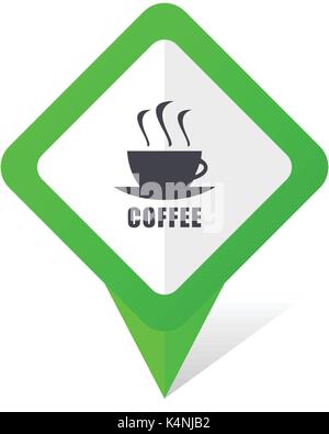 Espresso green square pointer vector icon in eps 10 on white background with shadow. Stock Vector