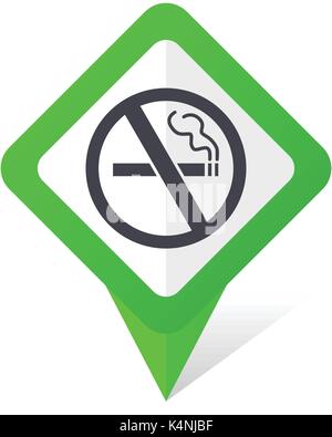 No smoking green square pointer vector icon in eps 10 on white background with shadow. Stock Vector