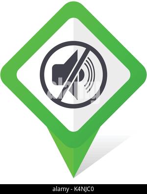 Mute green square pointer vector icon in eps 10 on white background with shadow. Stock Vector