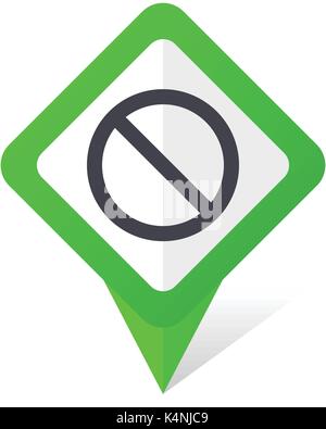 Access denied green square pointer vector icon in eps 10 on white background with shadow. Stock Vector