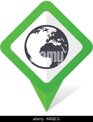 Earth green square pointer vector icon in eps 10 on white background ...